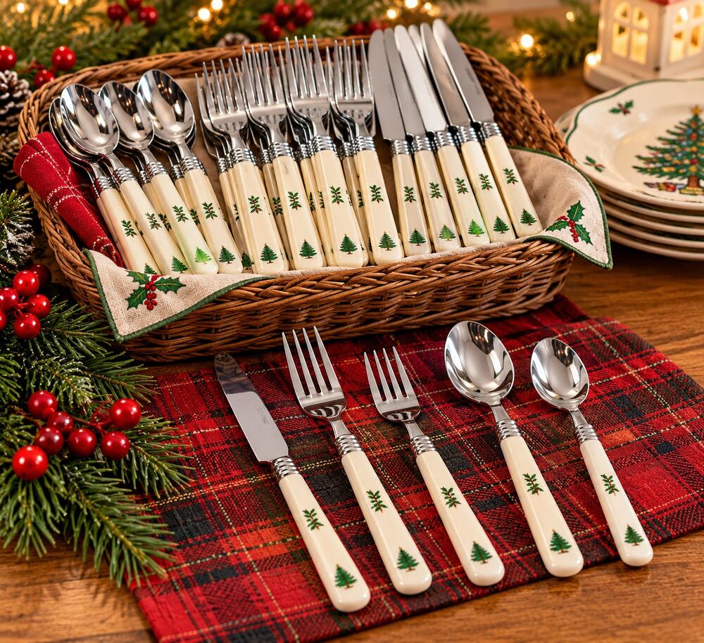 Nikko Happy Holidays Flatware 40 Pc Service For 8 Christmas Replacement Set